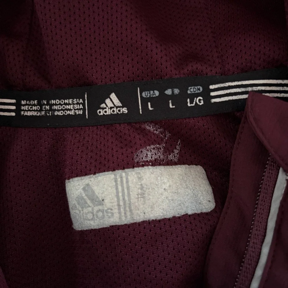 Adidas Mens Hooded Lightweight Windbreaker Jacket Size L Maroon Red Athletic